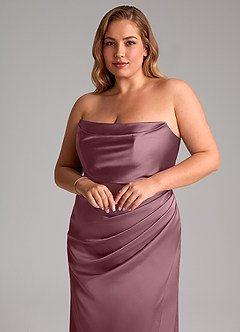 Azazie Leonis Bridesmaid Dresses Amethyst Mermaid Pleated Stretch Satin Convertible Dress image8