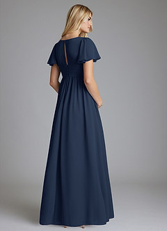 Azazie Verna Maternity Bridesmaid Dresses A-Line V-Neck Ruched Chiffon Floor-Length Dress image2