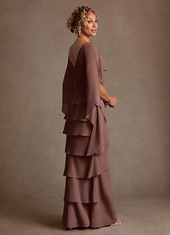 Azazie Arabinda Abiti per la Madre della Sposa Abito Tubino in Chiffon Increspato Espresso image2