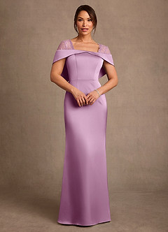 Azazie Henrieta 신부의 어머니 드레스 쉬스 레이스 스트레치 새틴 플로어 길이 드레스 image1