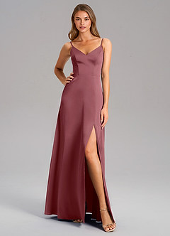 Azazie Talina Bridesmaid Dresses Desert Rose A-Line Stretch Satin Dress image3