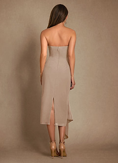 Azazie Dinanta Mother of the Bride Dresses Taupe Column Pleated Chiffon Dress image3
