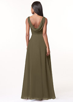 Azazie Karina Bridesmaid Dresses Willow Green A-Line Pleated Chiffon Dress image2
