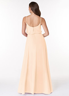 Azazie Lupe Final Sale Pearl Pink A-Line Scoop Blouson Chiffon Dress image2