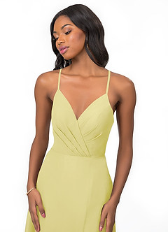 Azazie Everleigh Bridesmaid Dresses Lemon Sorbet A-Line Sweetheart Pleated Chiffon Dress image6