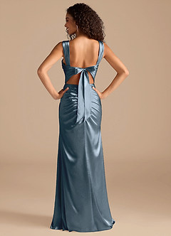 Azazie Jesaphine Bridesmaid Dresses Twilight Sheath Bow Metallic Satin Dress image4