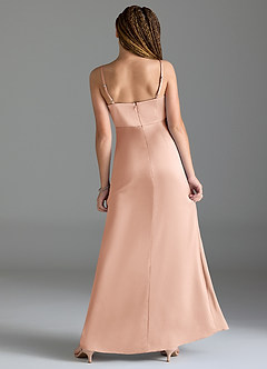 Azazie Maci Junior Rose Gold Mermaid Pleated Stretch Satin Dress image2