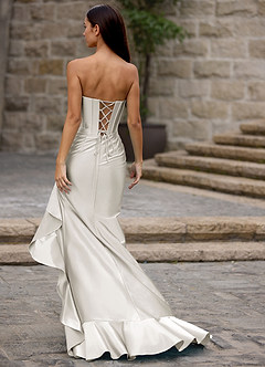 Siren White Mermaid Prom Dress image8