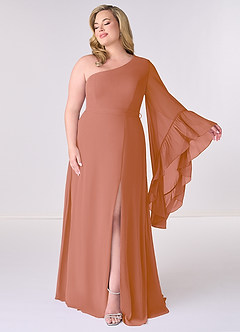 Barbie ♥ Azazie Brautjungfernkleider A-Linie Langarm Chiffon Kleid Mai Tai image7