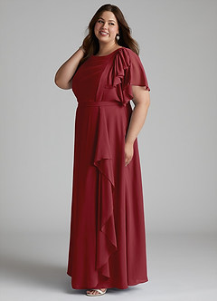 Azazie Aaliyah Modest Bridesmaid Dresses A-Line Scoop Pleated Chiffon Floor-Length Dress image7