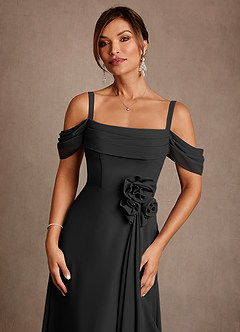 Azazie Amherst 신부의 어머니 드레스 A라인 오프 더 숄더 쉬폰 플로어 길이 드레스 image5