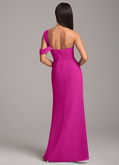 Azazie Wynter Jurken voor bruidsmeisjes Jurk van Chiffon met Kolom Off the Shoulder Fuchsia image6