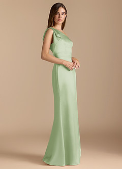 Azazie Rinna Bridesmaid Dresses Dusty Sage Mermaid Ruched Metallic Satin Dress image3