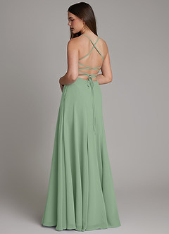 Azazie Irelia Vestidos de damas de honor Vestido de Matcha de Gasa de Línea A con Escote de Corazón image6