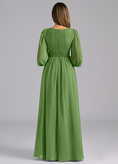 Azazie Palerma Bridesmaid Dresses Basil A-Line Long Sleeve Chiffon Dress image2