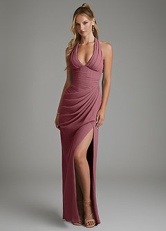 Azazie Tina Abiti da Damigella Abito Sirena in Chiffon Corsetto Rosa Del Deserto image4