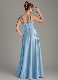 Azazie Azaria Bridesmaid Dresses Powder Blue A-Line Corset Stretch Satin Dress image5