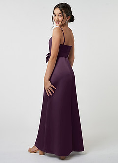 Azazie Anina Junior Robe Trapèze en Satin extensible Arc Prune image5