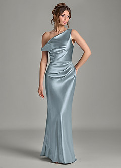 Azazie Emerson 신부 들러리 드레스 인어 오프 더 숄더 메탈릭 새틴 바닥 길이 드레스 image4