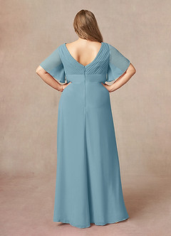 Azazie Alessa Mother of the Bride Dresses Moody Blue A-Line V-Neck Pleated Chiffon Dress image8