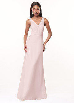 Azazie Nala Bridesmaid Dresses Blushing Pink A-Line Pleated Chiffon Dress image1