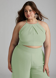 Azazie Kenzi Brautjungfernkleider Plissee Chiffon Overall/Jumpsuit Staubiger Salbeigrün image11