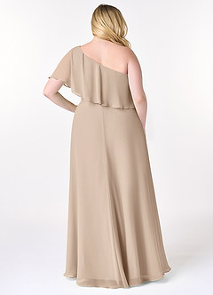 Azazie Lizzy Brautjungfernkleider A-Linie One-Shoulder Chiffon Kleid Taupe image9