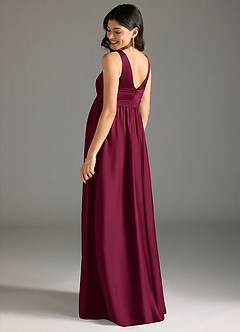Azazie Yetta Brautjungfernkleider für Schwangere A-Linie Plissee Stretch-Satin Bodenlänge Kleid image3
