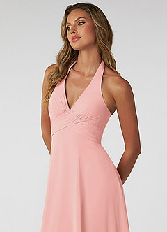 Azazie Tessie Bridesmaid Dresses Rosette A-Line V-Neck Pleated Chiffon Dress image5