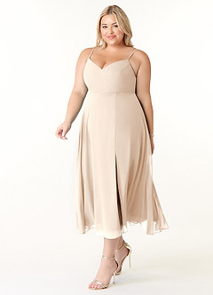 Azazie Clarissa Bridesmaid Dresses White Alabaster A-Line V-Neck Chiffon Dress image9