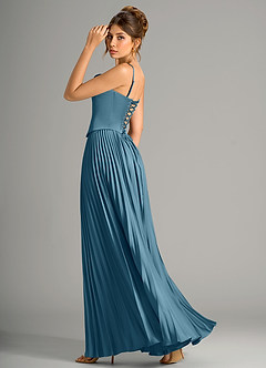 Azazie Saedra Bridesmaid Dresses Bermuda A-Line Corset Stretch Satin Dress image8