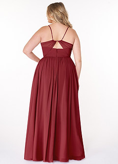 Azazie Cora Bridesmaid Dresses Pomegranate A-Line Pleated Chiffon Dress image7