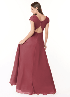 Azazie Hainsly At-home Try On Dresses Agave A-Line Sweetheart Neckline Chiffon Dress image4