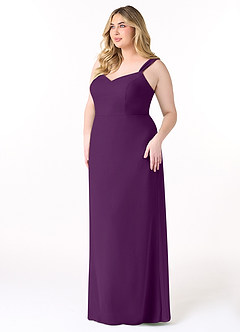 Azazie Denice Bridesmaid Dresses Grape Sheath Pleated Chiffon Dress image11
