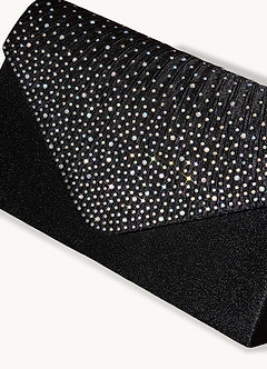 front Rhinestone Satin Clutch Bag
