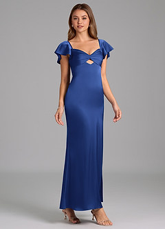 Azazie Demia Bridesmaid Dresses Royal Blue Sheath Sweetheart Neckline Stretch Satin Dress image4