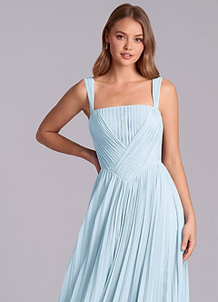 Azazie Mina Abiti da Damigella Abito A-Line in Chiffon Plissettato Azzurro image2