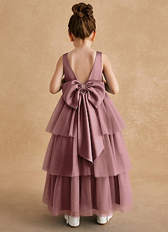 Azazie Megallie Flower Girl Dresses Vintage Mauve A-Line Bow Tulle Dress image5