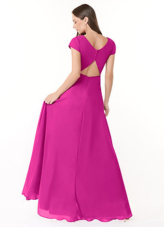 Azazie Hainsly Vestidos de damas de honor Vestido de Fucsia de Gasa de Corte en A con Escote de Corazón image4