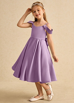 Azazie Favia Final Sale Wisteria A-Line Off the Shoulder Matte Satin Dress image6