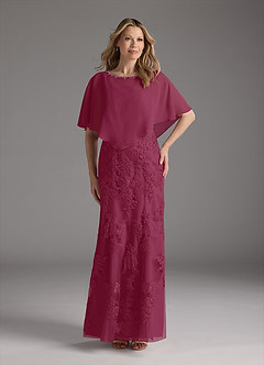 Azazie Whilhelmina Mother of the Bride Dresses Mulberry Mermaid Lace Chiffon Dress image1