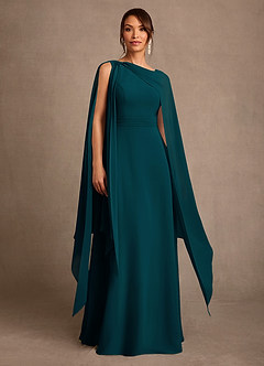 Azazie Liddie Mother of the Bride Dresses Pine A-Line Pleated Chiffon Dress image1