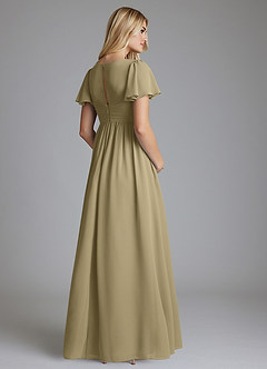 Azazie Verna Maternity Bridesmaid Dresses A-Line V-Neck Ruched Chiffon Floor-Length Dress image2