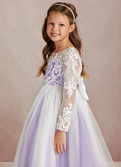 Azazie Elodie vestidos de niña de las flores Vestido de Marfil Tahití de Encaje de Princesa image6