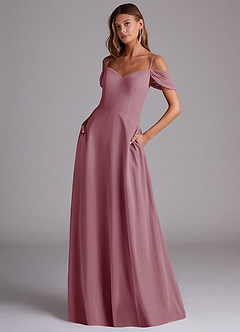 Azazie Marley Bridesmaid Dresses Vintage Mauve A-Line Off the Shoulder Chiffon Convertible Dress image1