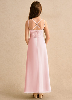 Azazie Zaida Junior Formal Sukienki dla dziewczynek sypiących kwiaty Linia A Pofałdowany Szyfon Długość kostki Sukienka image2