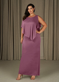Azazie Aspyn Mother of the Bride Dresses Vintage Mauve Sheath Beaded Mesh Dress image11