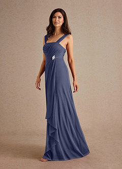 Azazie Clinton Mother of the Bride Dresses Stormy A-Line Pleated Mesh Dress image6