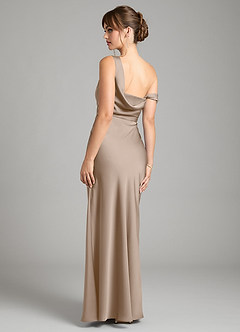 Azazie Madelyn Bridesmaid Dresses Taupe Mermaid One Shoulder Stretch Satin Convertible Dress image2