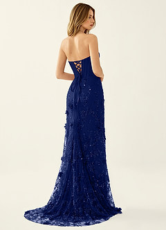 Iliana Navy Blue 3D Flower Beaded Corset Dress image2